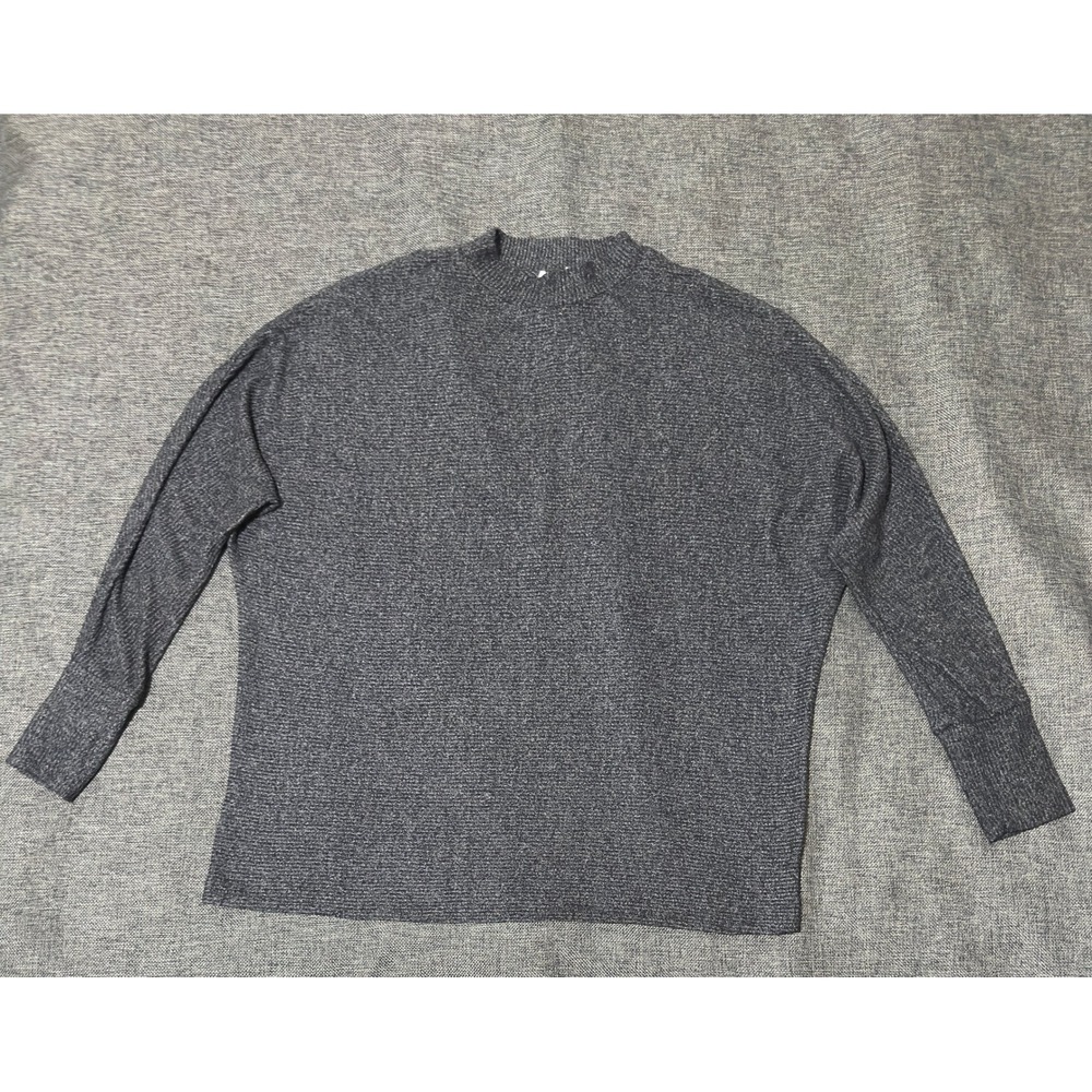 Matty M Womens XXL Sweater Charcoal Gray Ribbed Knit Mock Neck Long Sleeve